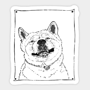 funny picture of akita smiling dog Sticker